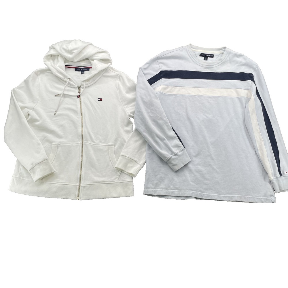 Tommy Hilfiger Hoodie Sweatshirt Lot 2 Men Large Preppy Y2k 90s Athleisure Retro